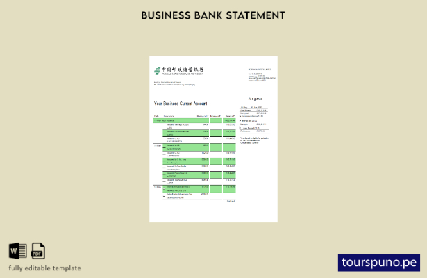 listo para imprimir Estado de cuenta firme de Postal Savings Bank Plantilla en W